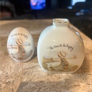 Holly Hobbie Porcelain Figurine Pair with Sweet Illustration